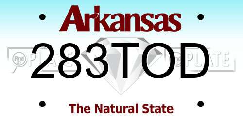 283TOD Arkansas License Plate