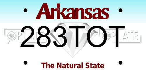 283TOT Arkansas License Plate