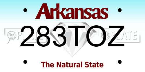 283TOZ Arkansas License Plate