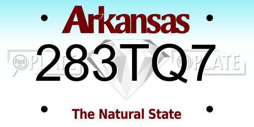 283TQ7 Arkansas License Plate
