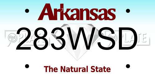 283WSD Arkansas License Plate
