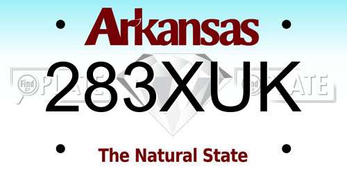 283XUK Arkansas License Plate