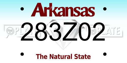 283Z02 Arkansas License Plate