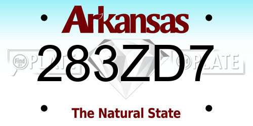 283ZD7 Arkansas License Plate
