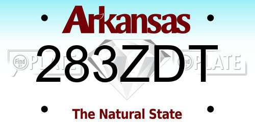 283ZDT Arkansas License Plate