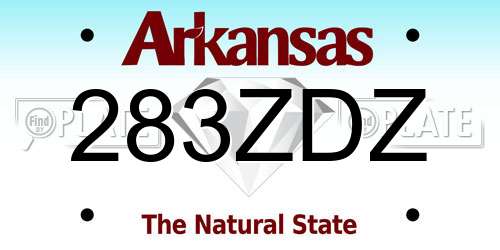 283ZDZ Arkansas License Plate