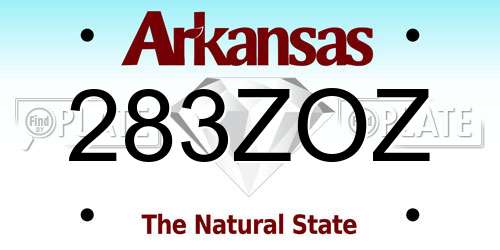 283ZOZ Arkansas License Plate