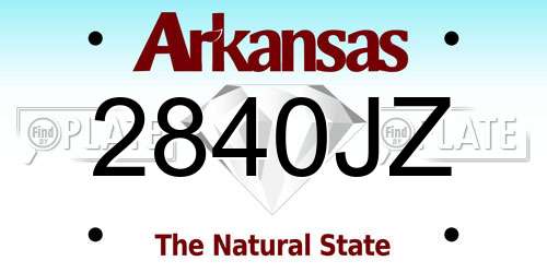 2840JZ Arkansas License Plate