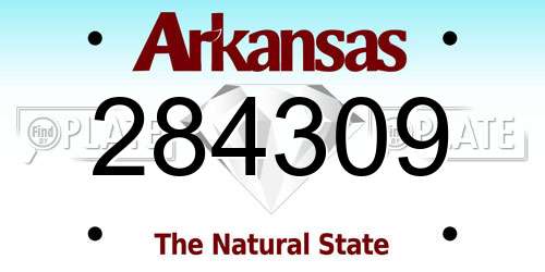 284309 Arkansas License Plate
