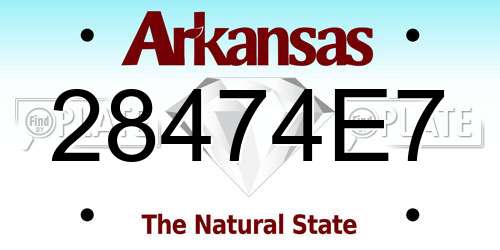 28474E7 Arkansas License Plate