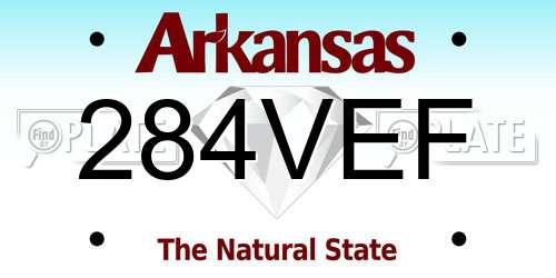 284VEF Arkansas License Plate