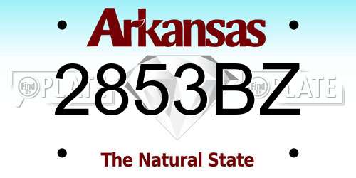 2853BZ Arkansas License Plate