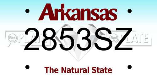 2853SZ Arkansas License Plate