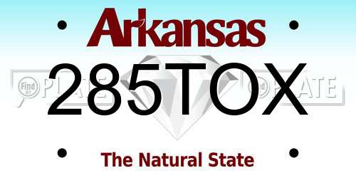 285TOX Arkansas License Plate