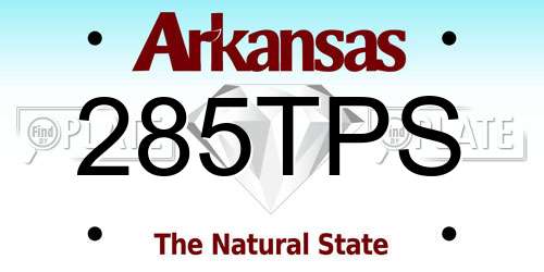 285TPS Arkansas License Plate