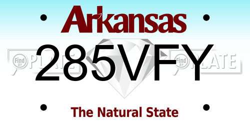 285VFY Arkansas License Plate