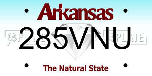 285VNU Arkansas License Plate