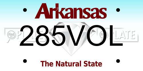 285VOL Arkansas License Plate