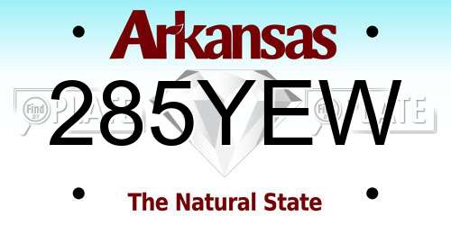 285YEW Arkansas License Plate