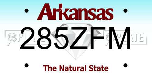 285ZFM Arkansas License Plate