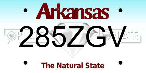 285ZGV Arkansas License Plate