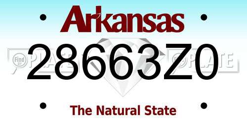 28663Z0 Arkansas License Plate