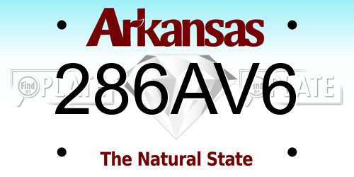 286AV6 Arkansas License Plate