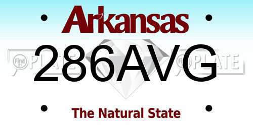 286AVG Arkansas License Plate