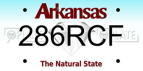 286RCF Arkansas License Plate