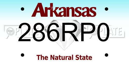 286RP0 Arkansas License Plate