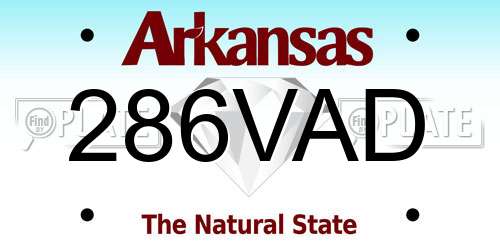 286VAD Arkansas License Plate
