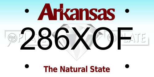 286XOF Arkansas License Plate