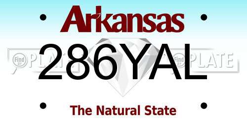286YAL Arkansas License Plate