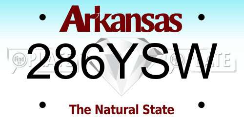 286YSW Arkansas License Plate