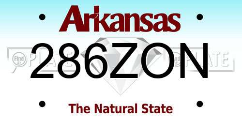 286ZON Arkansas License Plate