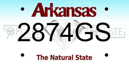 2874GS Arkansas License Plate