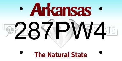 287PW4 Arkansas License Plate