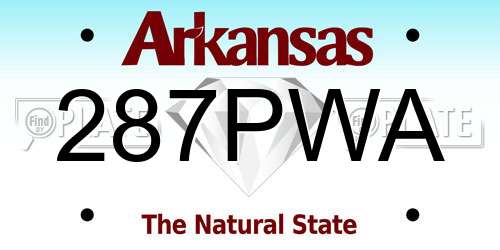 287PWA Arkansas License Plate
