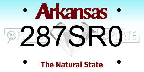 287SR0 Arkansas License Plate