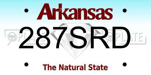 287SRD Arkansas License Plate