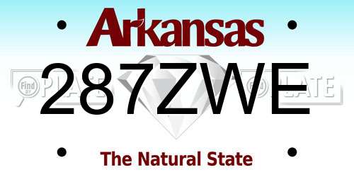 287ZWE Arkansas License Plate