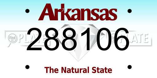 288106 Arkansas License Plate