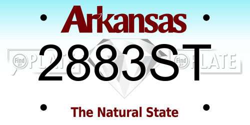 2883ST Arkansas License Plate