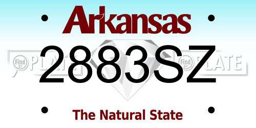 2883SZ Arkansas License Plate