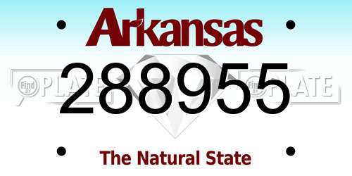 288955 Arkansas License Plate