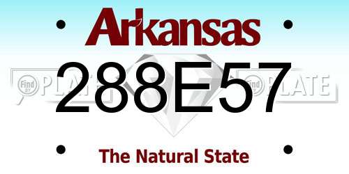 288E57 Arkansas License Plate