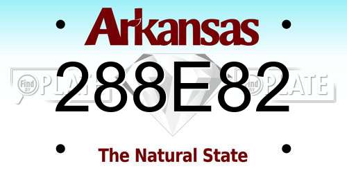 288E82 Arkansas License Plate
