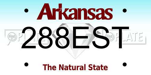 288EST Arkansas License Plate