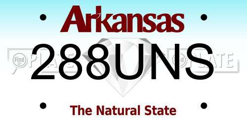288UNS Arkansas License Plate