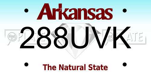 288UVK Arkansas License Plate